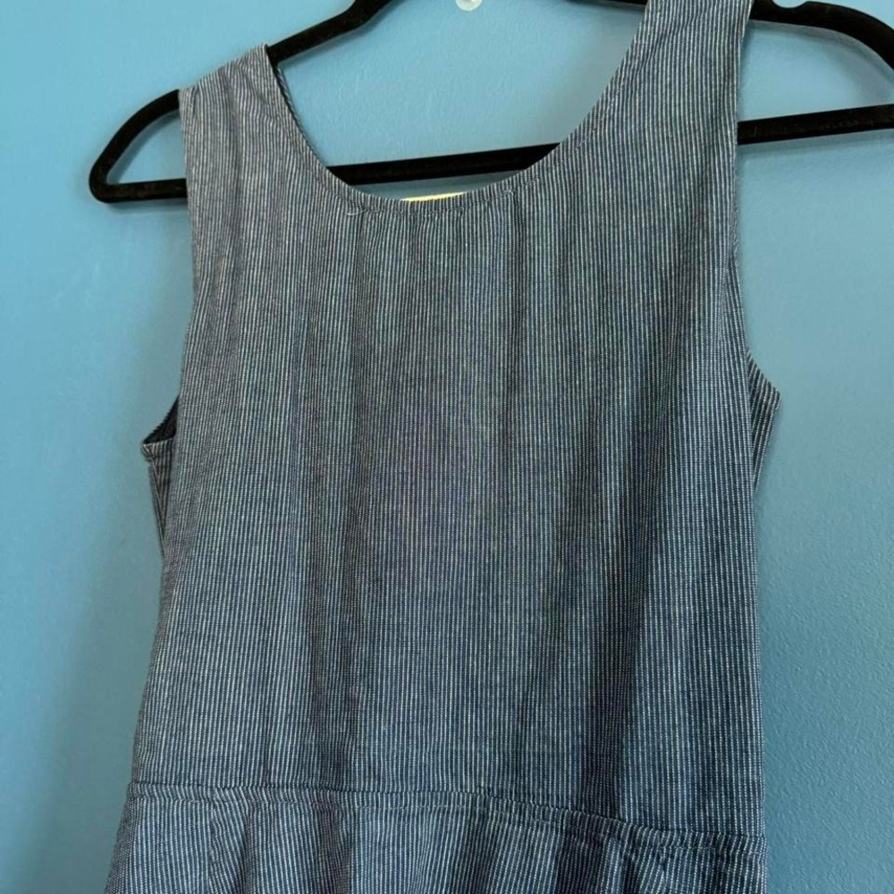 Caron Callahan Dress‎ Women's Size Small Striped Blue White Button Cutout Twee - Picture 7 of 8